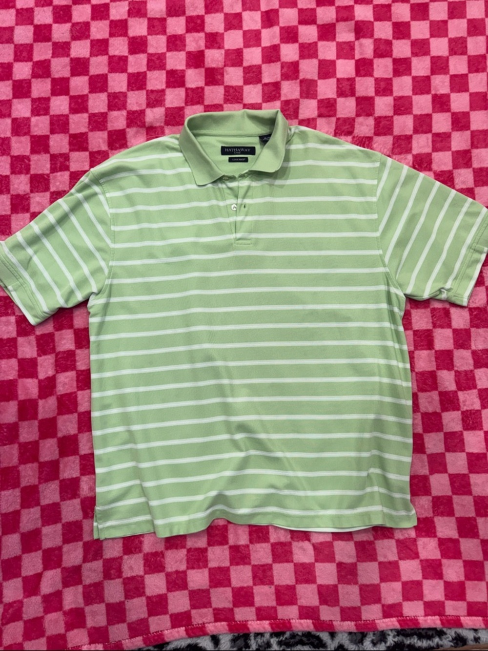 Men's Light Green Striped Polo Shirt -
